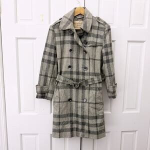 Burberry Brit Double Breasted Nova Check Print Coat (Size US 12)